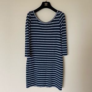 Club Monaco soft blue/white strip low back dress